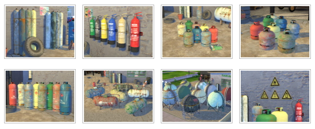 Sims 4 The Garage Set 3: Gas Tanks, Bottles and Cylinders by Cyclonesue at TSR