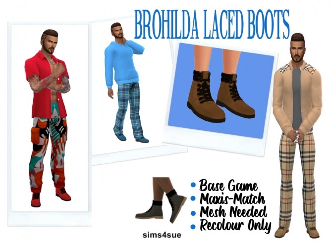 Sims 4 BROHILDA’S LACED BOOTS at Sims4Sue