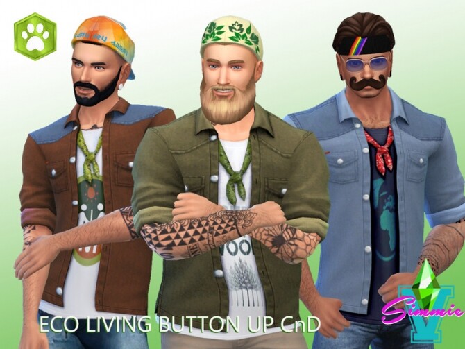 Sims 4 CnD Eco Living Button Up by SimmieV at TSR