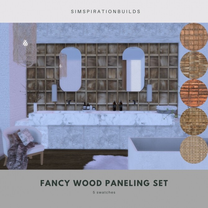Sims 4 Fancy Wood Paneling Set at Simspiration Builds