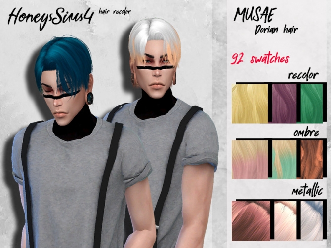 Male hair recolor MUSAE Dorian by HoneysSims4 at TSR » Sims 4 Updates