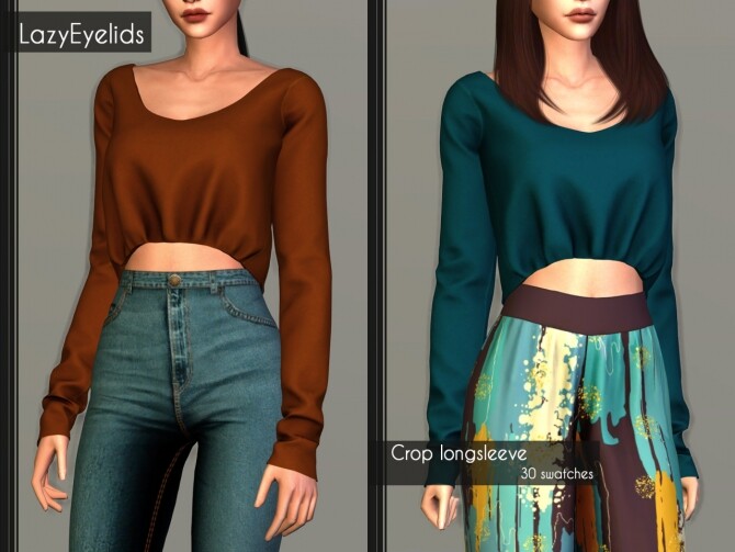 Sims 4 Strapless mini bodycon dress, Crop longsleeve & Wide leg pants at LazyEyelids