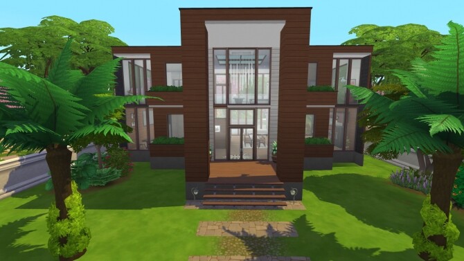 Sims 4 Wooden Modern House by xperimental.sim at Mod The Sims