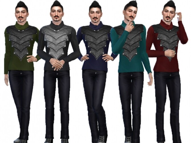 Sims 4 Leather and wool male top by TrudieOpp at TSR