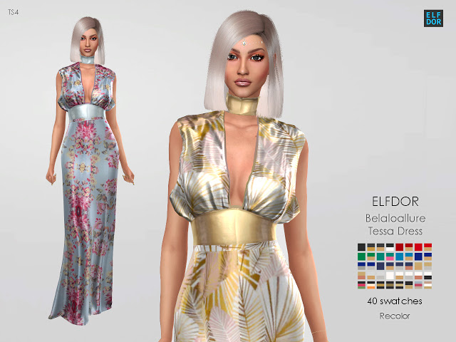 Sims 4 Belaloallure Tessa Dress RC at Elfdor Sims