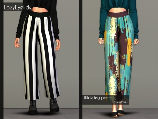Sims 4 Strapless mini bodycon dress, Crop longsleeve & Wide leg pants at LazyEyelids