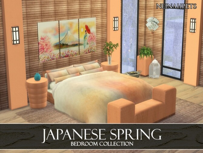 Sims 4 Japanese Spring Bedroom by neinahpets at TSR