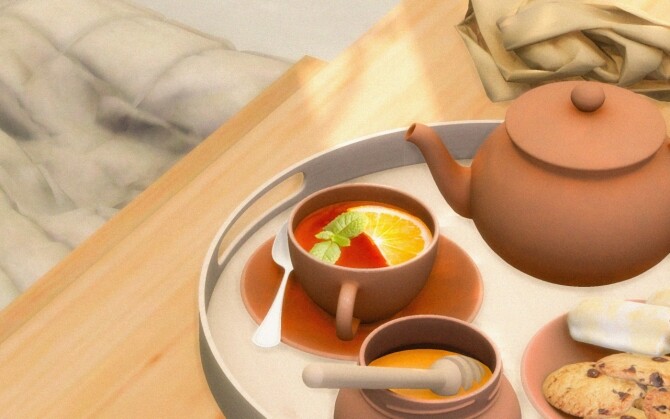 Sims 4 Tray, Teapot, Honey, Coffee & Cookies at Sims4Nicole