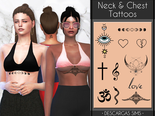 Sims 4 Neck and Chest Tattoos at Descargas Sims