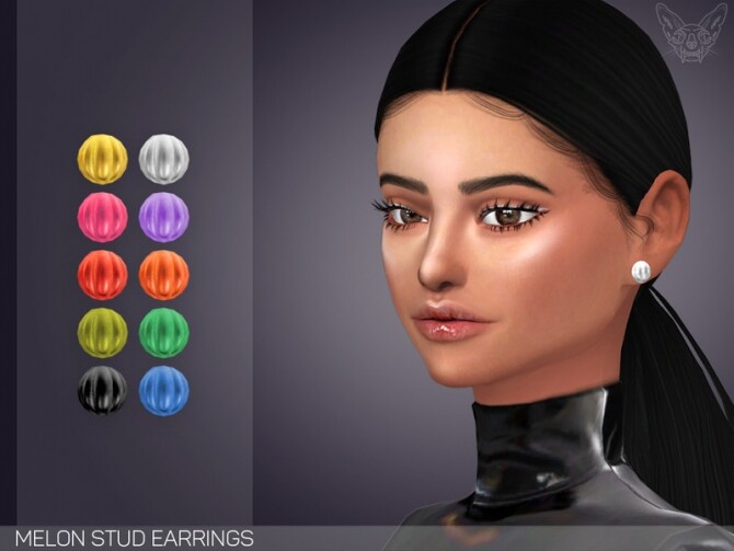 Sims 4 Melon Stud Earrings by feyona at TSR