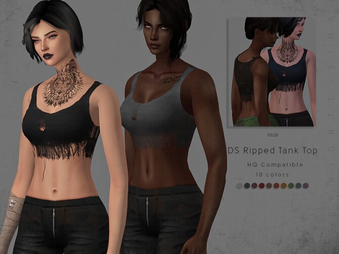 Sims 4 DS Ripped Tank Top by DarkNighTt at TSR