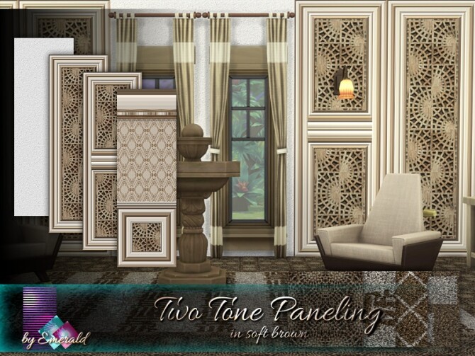 Sims 4 Two Tone Paneling in soft brown by emerald at TSR