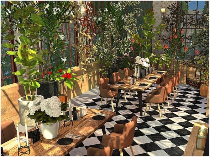 Sims 4 Green House Restaurant by lotsbymanal at TSR