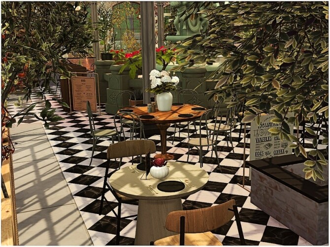 Sims 4 Green House Restaurant by lotsbymanal at TSR