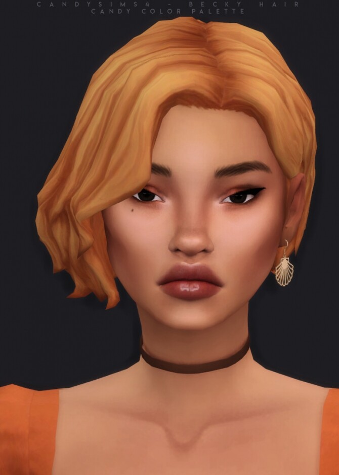 Sims 4 BECKY simple short wavy bob with ombré colors at Candy Sims 4
