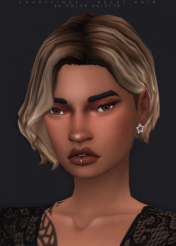 Sims 4 BECKY simple short wavy bob with ombré colors at Candy Sims 4