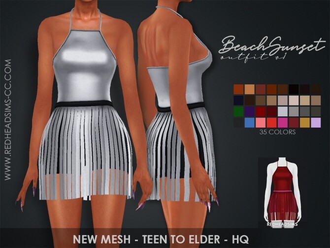 Sims 4 BEACH SUNSET OUTFIT by Thiago Mitchell at REDHEADSIMS