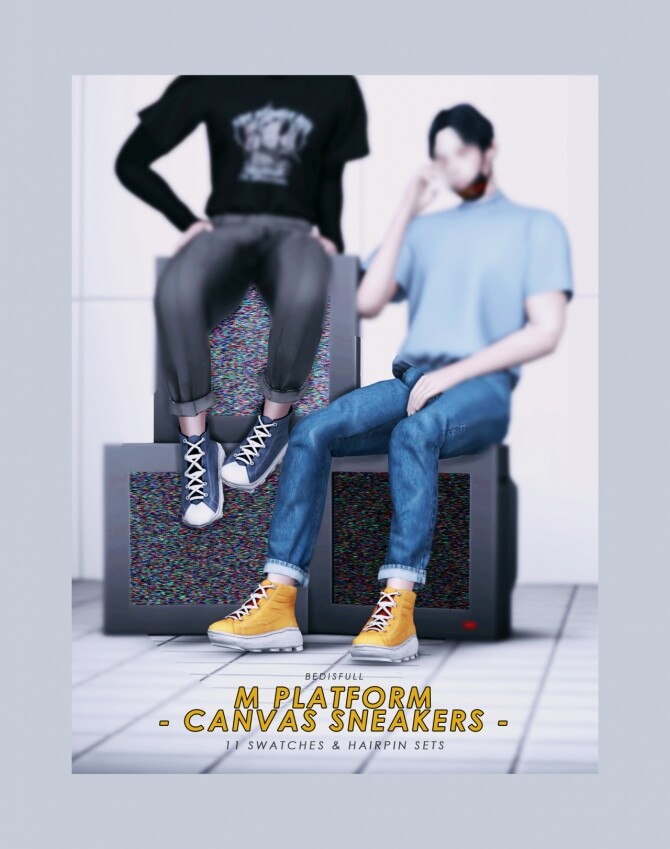 Sims 4 M platform canvas sneakers at Bedisfull – iridescent