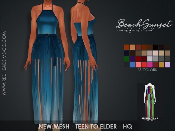 Sims 4 BEACH SUNSET OUTFIT by Thiago Mitchell at REDHEADSIMS