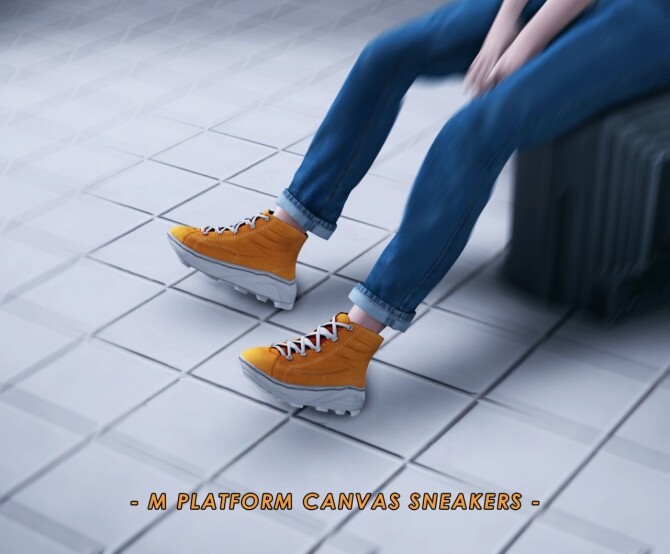 Sims 4 M platform canvas sneakers at Bedisfull – iridescent