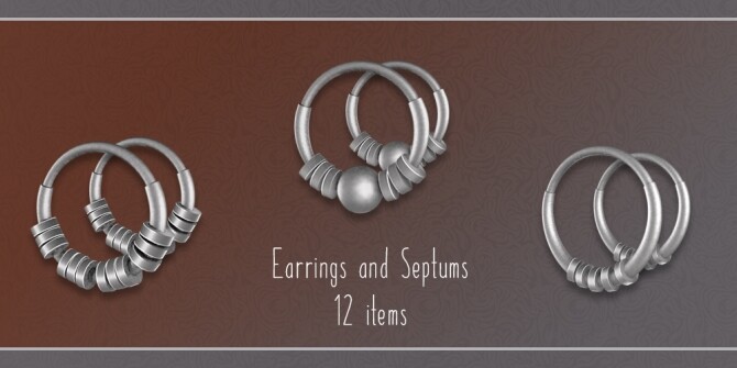 Sims 4 12 accessories set N2: earrings and septums at Soloriya