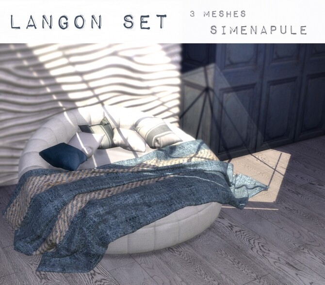 Sims 4 Langon Bed Set by Ronja at Simenapule