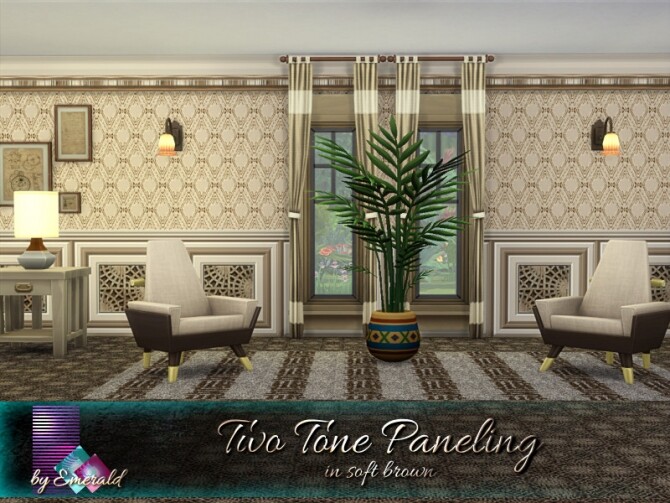 Sims 4 Two Tone Paneling in soft brown by emerald at TSR