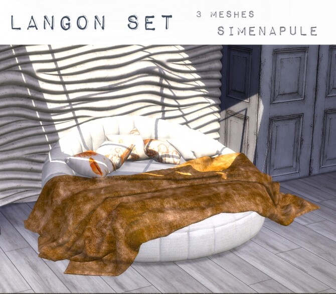 Sims 4 Langon Bed Set by Ronja at Simenapule