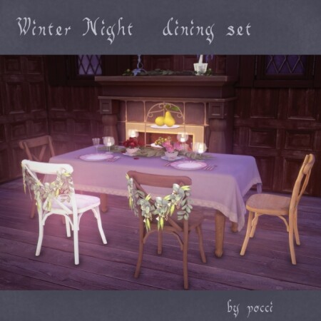 Winter night dining set by Pocci at Garden Breeze Sims 4