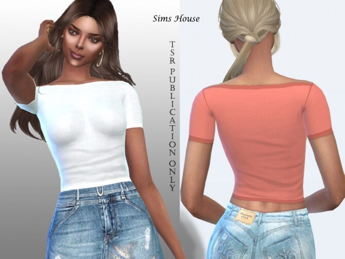 Sims 4 Womens simple basic t shirt by Sims House at TSR