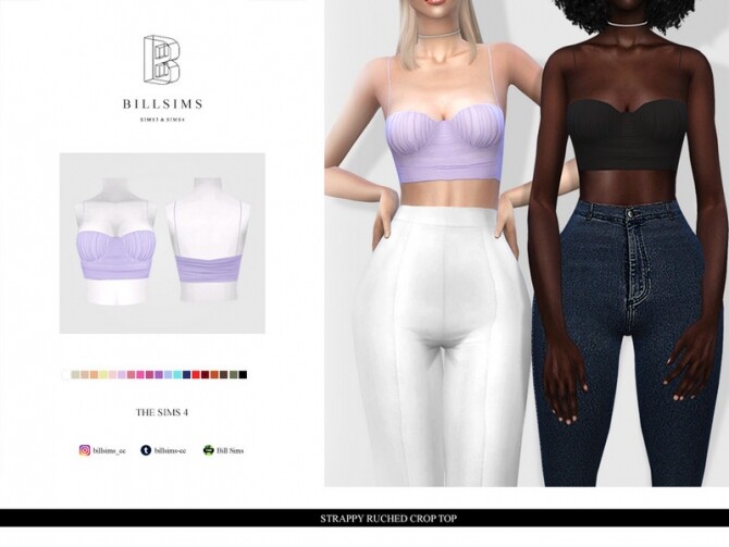 Sims 4 Strappy Ruched Crop Top by Bill Sims at TSR