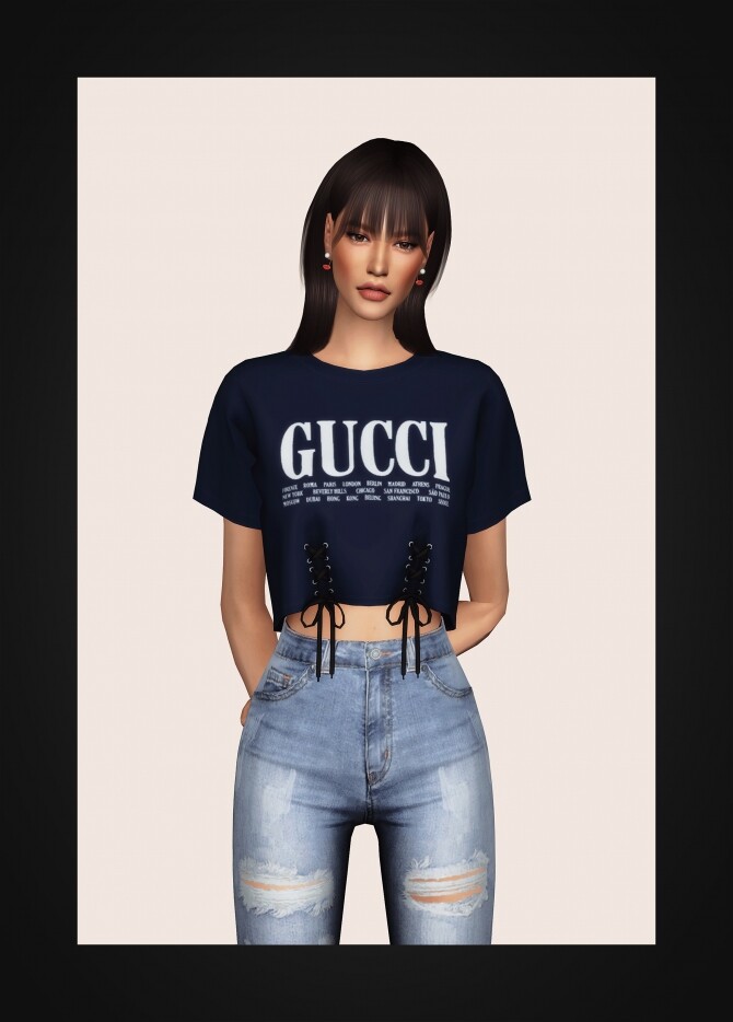 Sims 4 Lace Up Cropped T Shirt at Gorilla