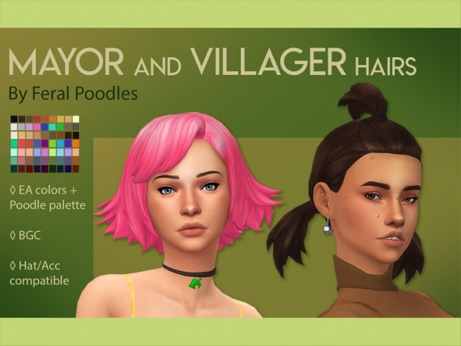 Sims 4 Villager Hair by feralpoodles at TSR