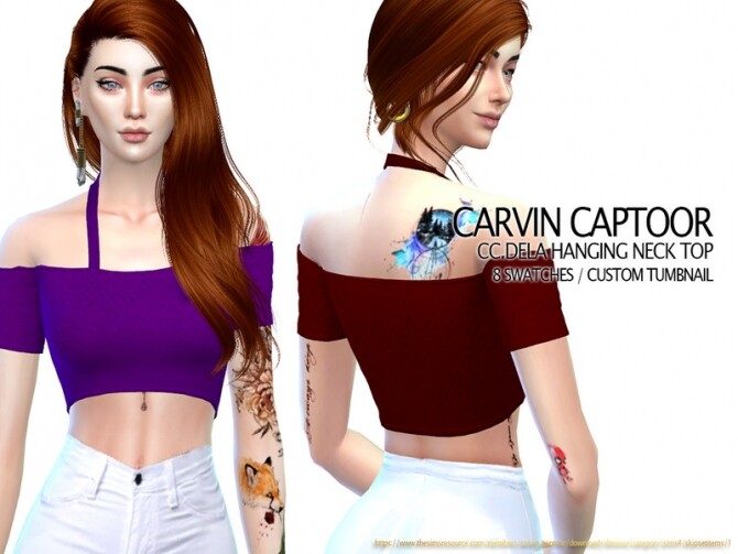 Sims 4 Dela Hanging Neck Top by carvin captoor at TSR