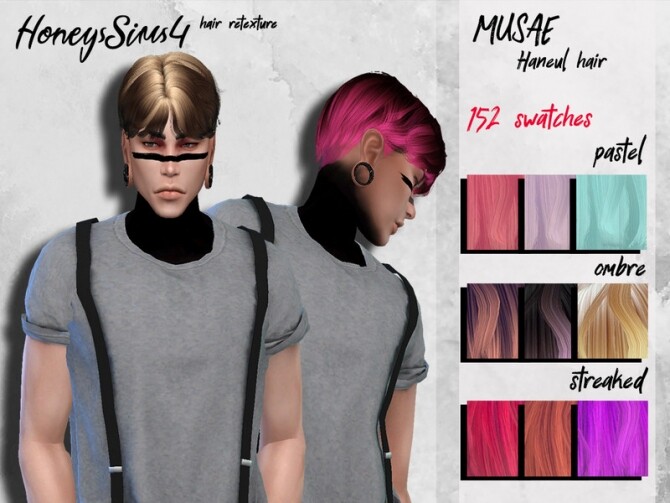 Sims 4 Male hair retexture Musae Haneul by HoneysSims4 at TSR