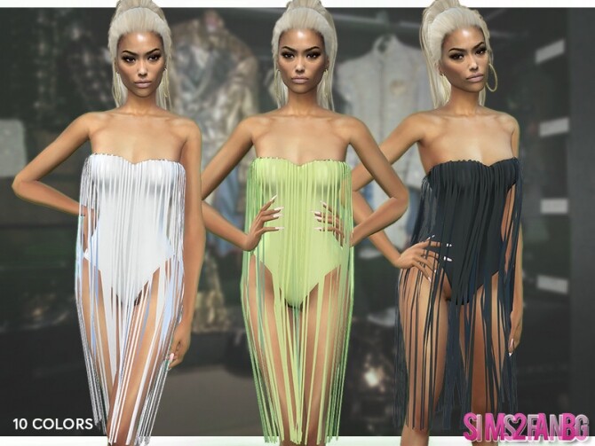 Sims 4 401 Fringed Dress by sims2fanbg at TSR