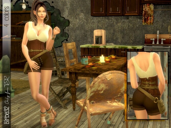 Sims 4 Post Apocalyptic Shorts with bag by Birba32 at TSR