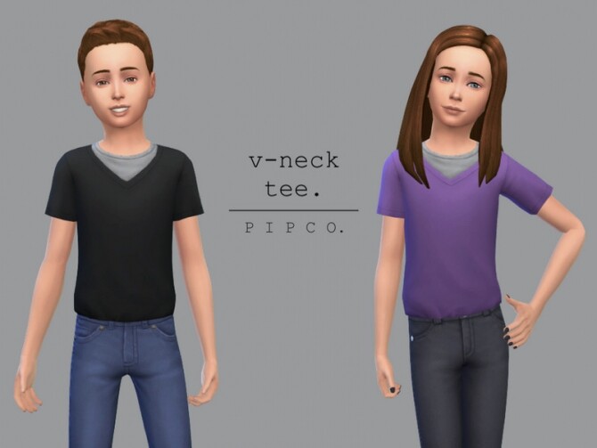 Sims 4 V neck tee by Pipco at TSR