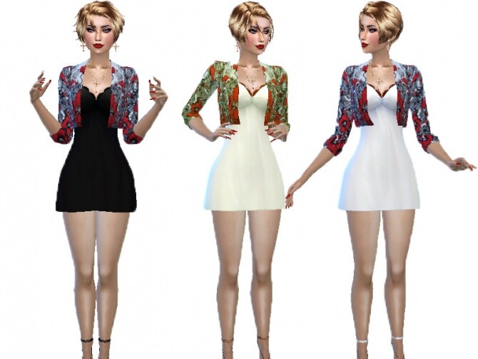 Sims 4 Mini dress with jacket by TrudieOpp at TSR