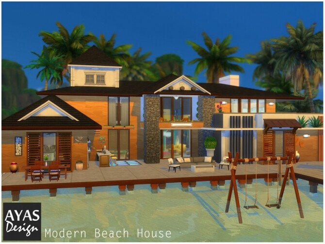 Sims 4 Modern Beach House by ozgeayas at TSR