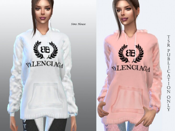Sims 4 Female hoodie in pastel colors by Sims House at TSR