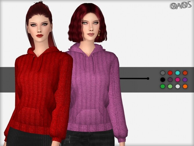 Sims 4 Knit Hoodie F by OranosTR at TSR
