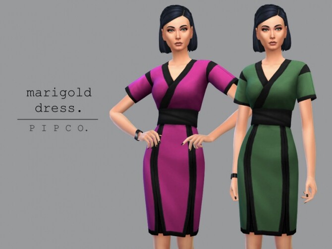 Sims 4 Marigold dress by Pipco at TSR