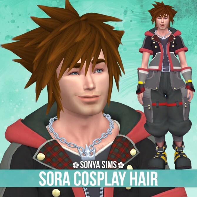 Sims 4 Sora Cosplay Hair CC02 2 at Sonya Sims