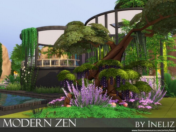 Sims 4 Modern Zen studio house by Ineliz at TSR