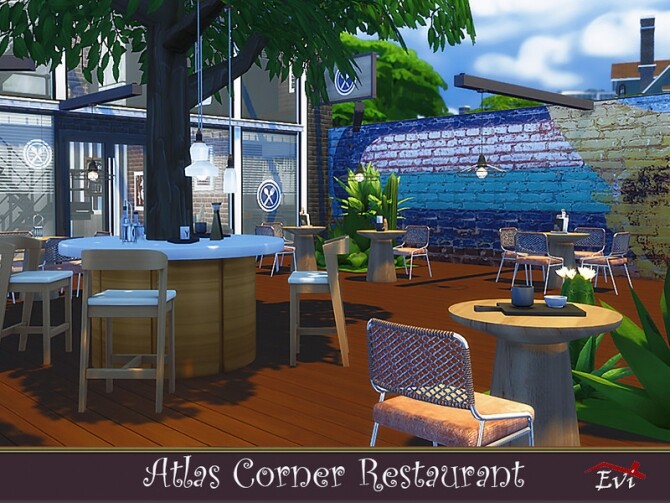 Sims 4 Atlas Corner Restaurant by evi at TSR