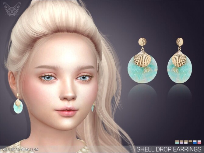Sims 4 Shell Drop Earrings For Kids at Giulietta