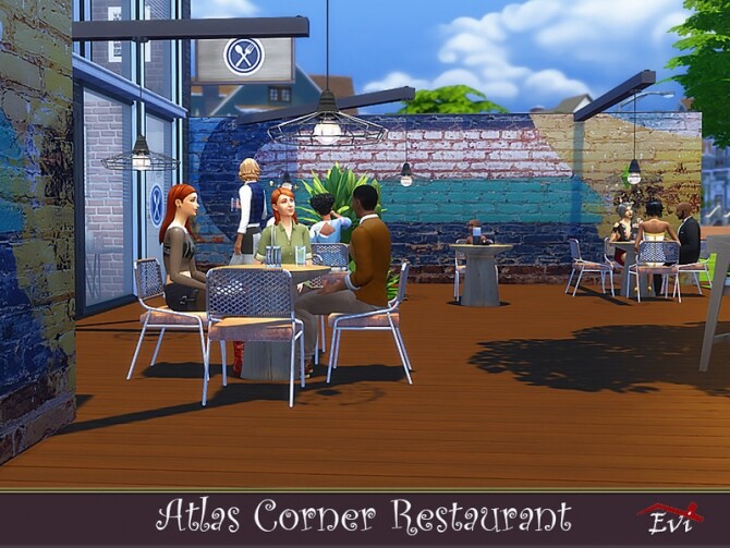 Sims 4 Atlas Corner Restaurant by evi at TSR