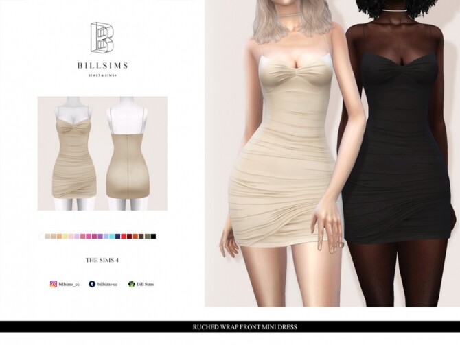 Sims 4 Ruched Wrap Front Mini Dress by Bill Sims at TSR