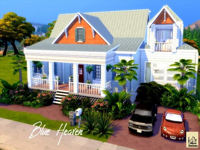 Sims 4 Blue Heaven 2 packs large family house in a beach style by GenkaiHaretsu at TSR